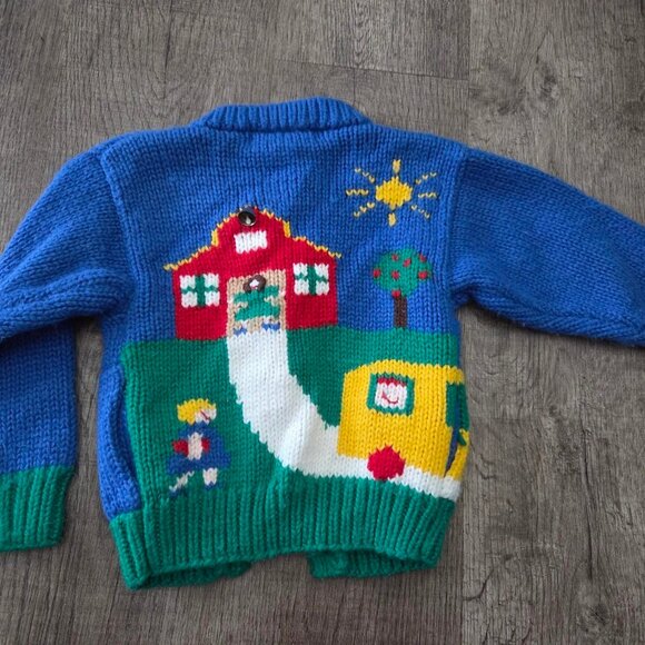 * VTG * Young Peoples' Shop Lord & Taylor Toddlers Schoolhouse Cardigan - Picture 1 of 4